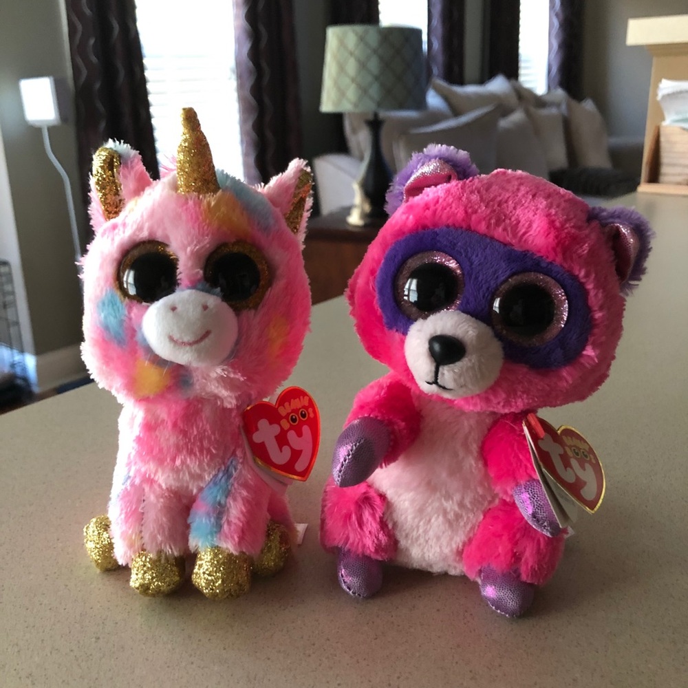 🆕Ty-The Beanie Boo’s Collection Unicorn & Raccoon